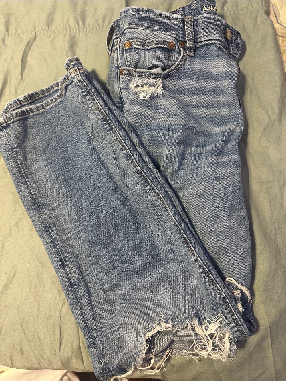 American Eagle Outfitters Light Blue Distressed Ankle Jeans